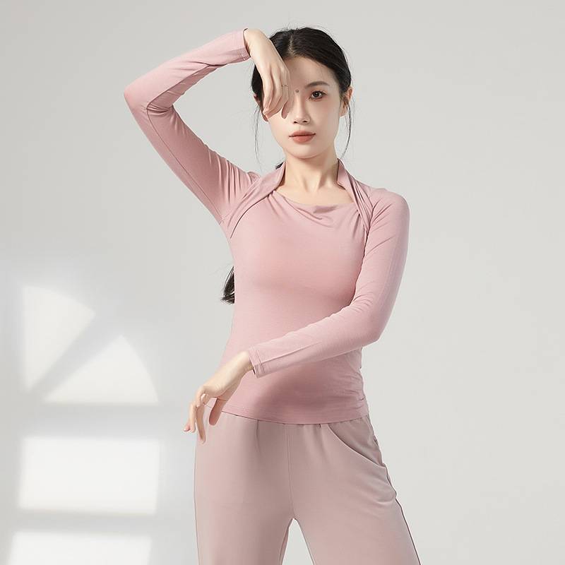 Shoulder ballet dance clothing women's practice service Latin dance clothes dress dancing dancing gymnastics sports clothes outside and wide