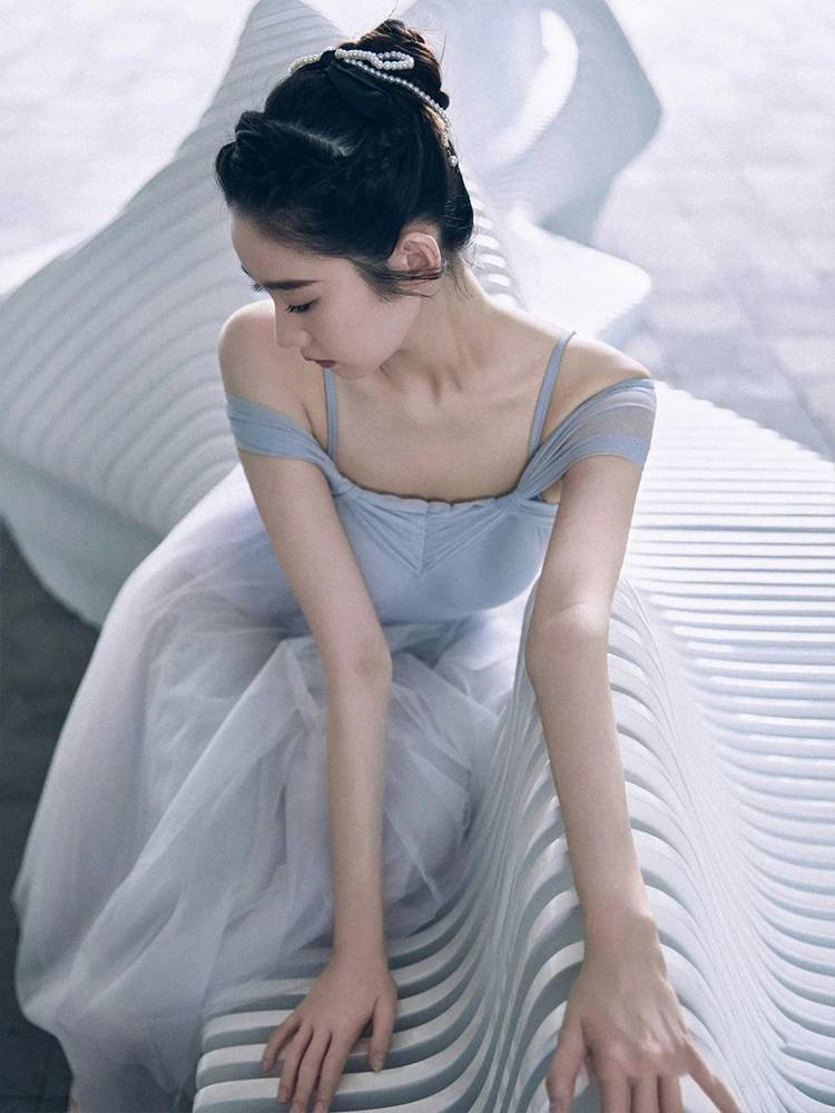 Zhang Yifan's same dance service female suspender ballet -shaped dress adult off -shoulder art test high -gradey training conjoined uniform