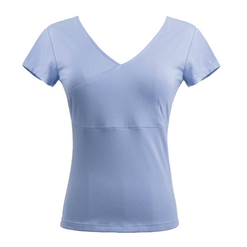 Spot dance service female autumn short -sleeved ballet exercises pure cotton blue puppet puppet teacher classical dance gymnastics