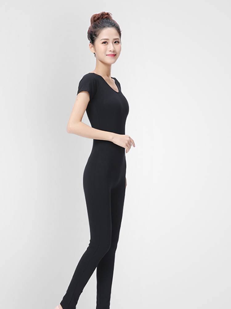 Ballet conjoined female cotton adult body training clothing long -sleeved art gymnastic pants Short -sleeved air yoga foundation