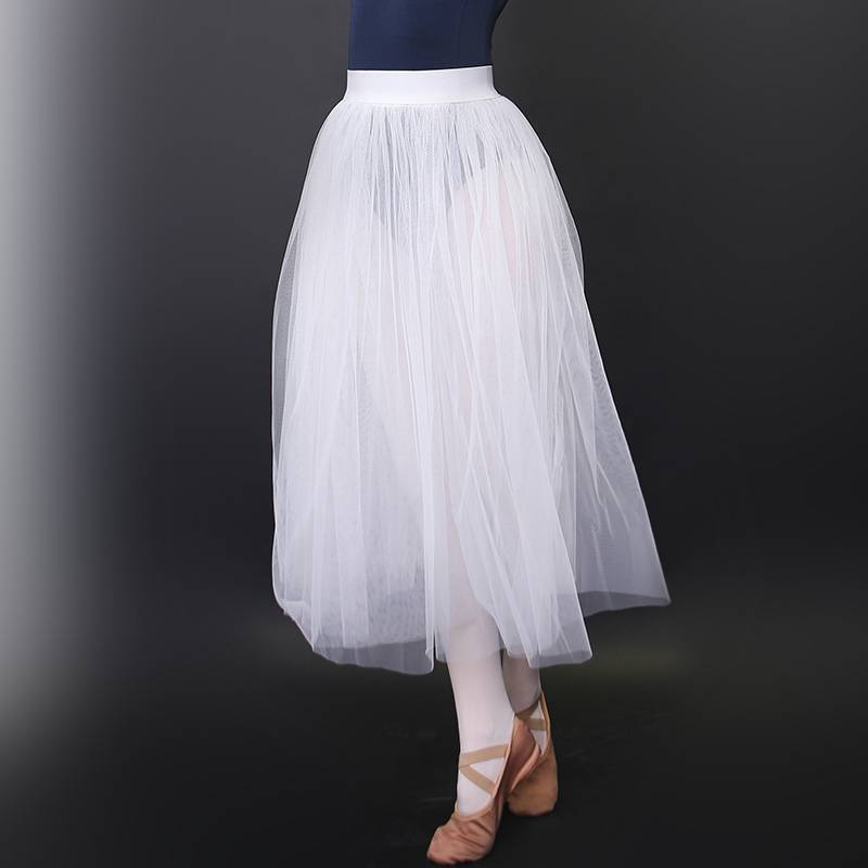 Ballet skirt skirt teacher net yarn dance skirt white mid -length adult practice skirt female soft yarn long skirt
