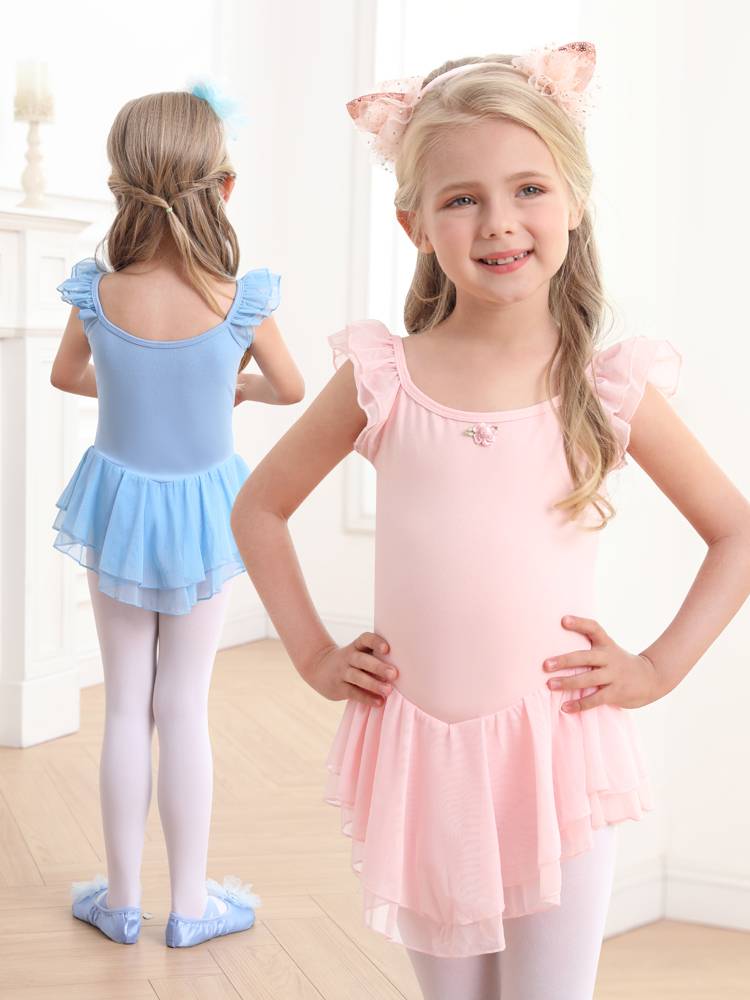 Children's dance service girl practice service short -sleeved dancing clothing gymnastics clothing ballet skirt children Chinese dance test