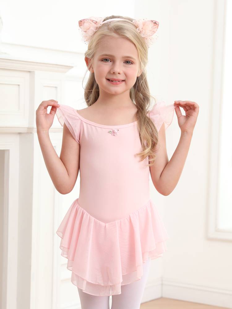 Children's dance service girl practice service short -sleeved dancing clothing gymnastics clothing ballet skirt children Chinese dance test