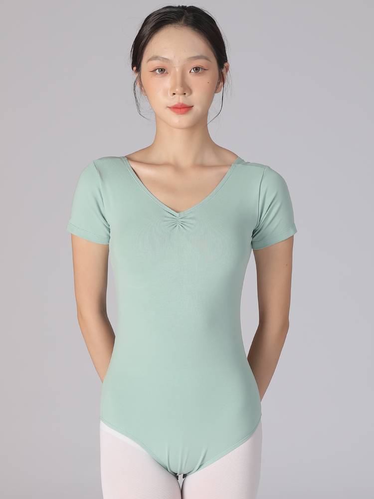 Ballet service, dance body service adult V -neck repair short sleeve gymnastics service base service conjoined uniform