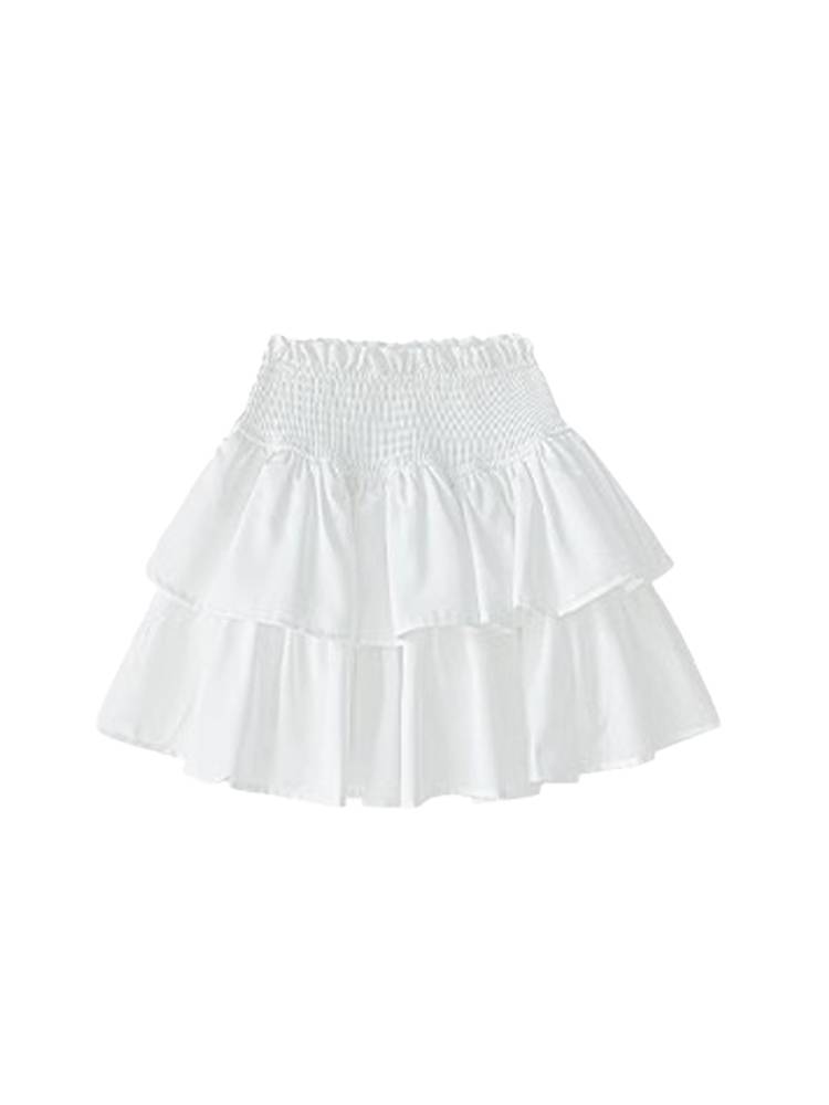 2024 new small white cake skirt children summer ballet short skirt high -waisted A -line puff skirt