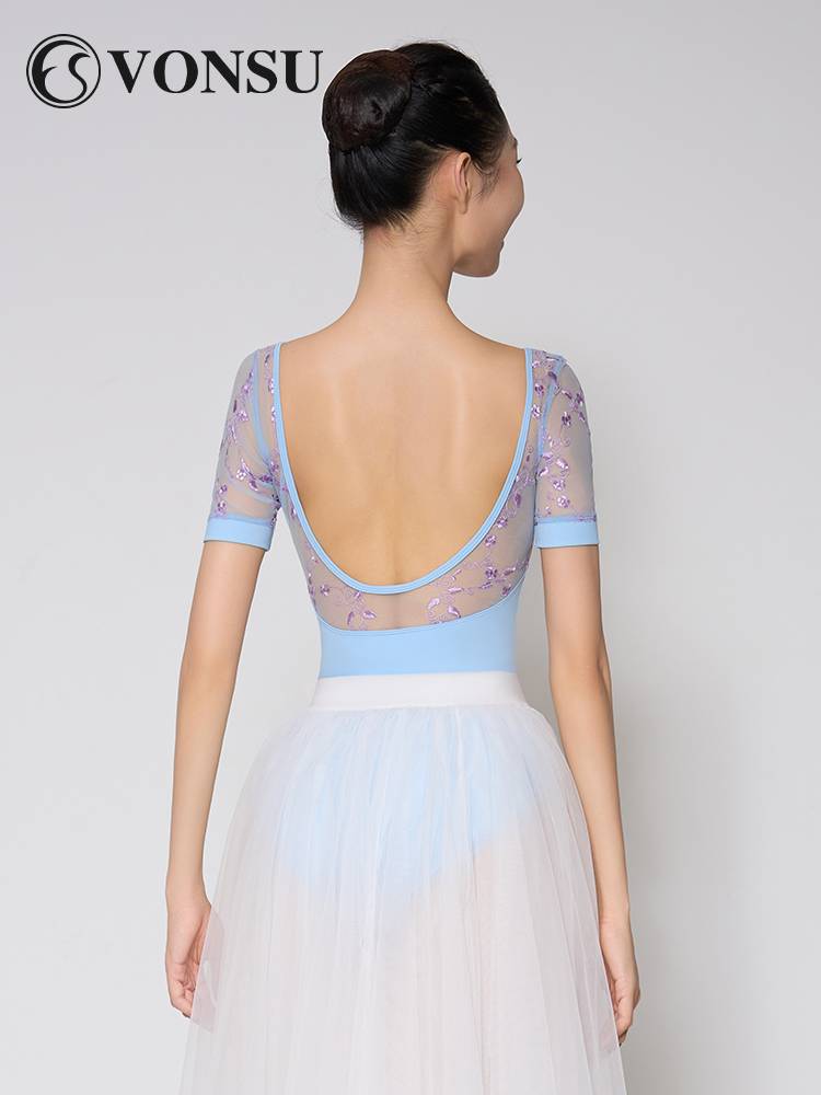Vonsu Fanshu Ballet Dance exercise net yarn gymnastics uniform conjoined air yoga clothing adult