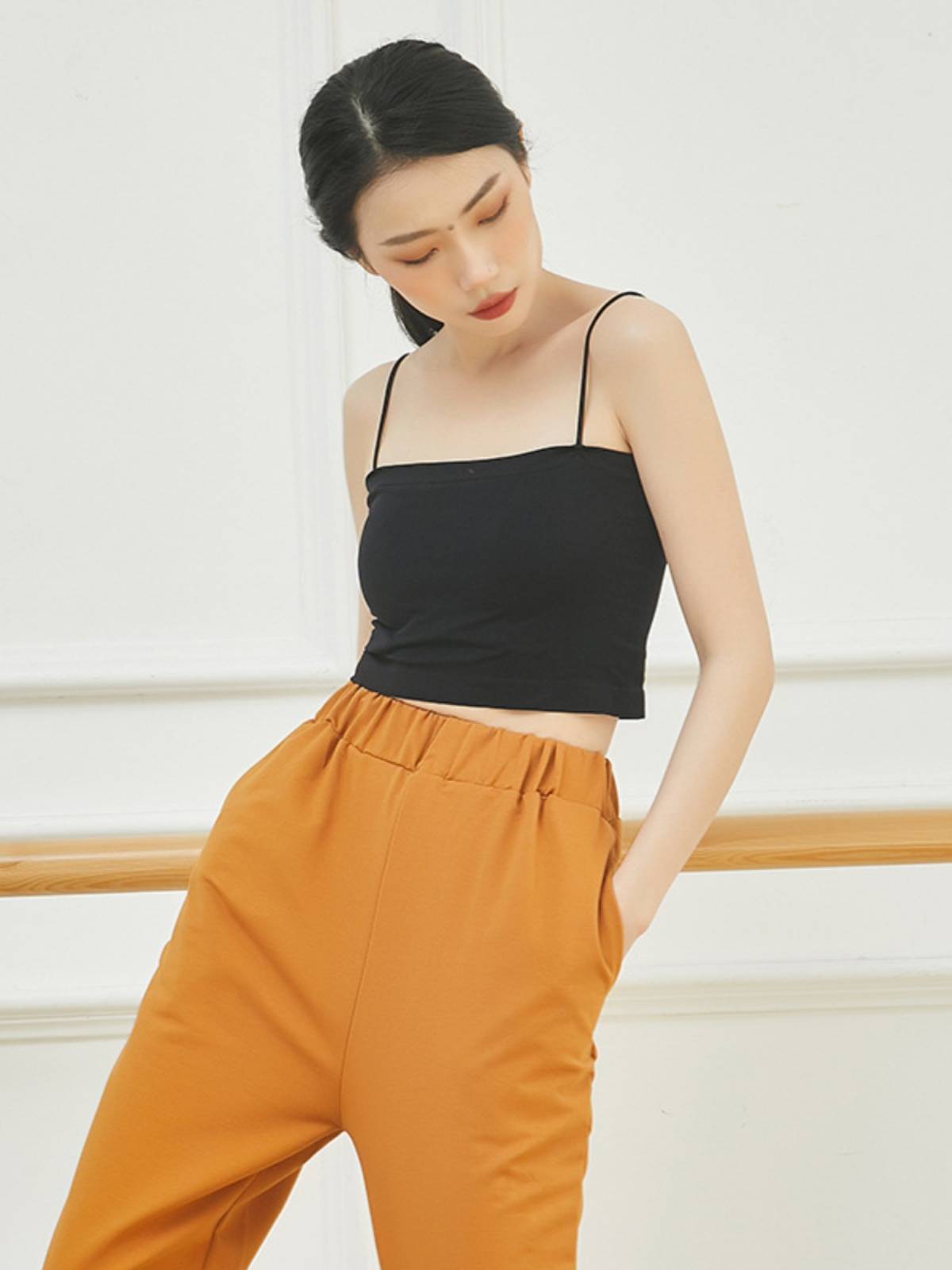 Dance clothing vest female ballet Modern national classical dance exercise jacket camisole body clothes with chest pads