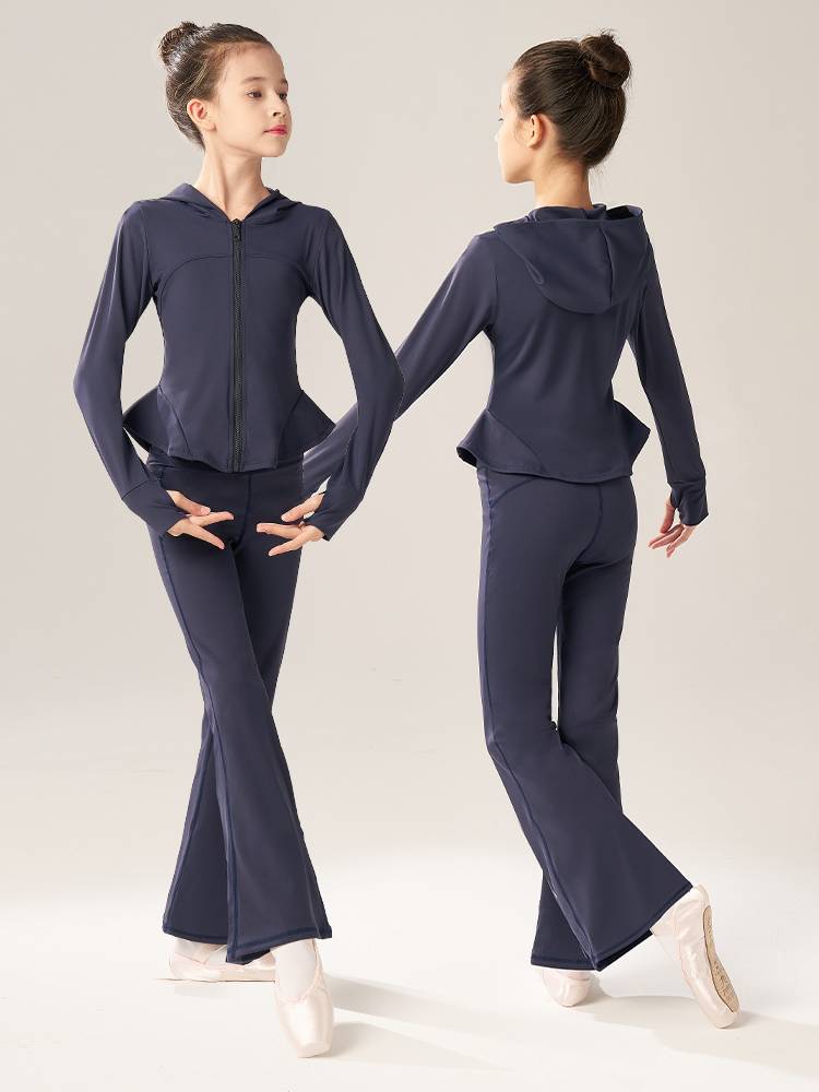 Children's dance clothing set Girl ballet long sleeve sleeve refers to split autumn and winter dance student sports exercises