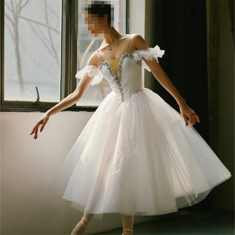 Ballet dance skirt performance white adult competition professional dance gauze skirt skirt fairy long skirt ballet performance clothes