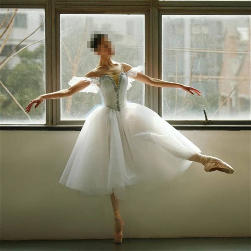 Ballet dance skirt performance white adult competition professional dance gauze skirt skirt fairy long skirt ballet performance clothes