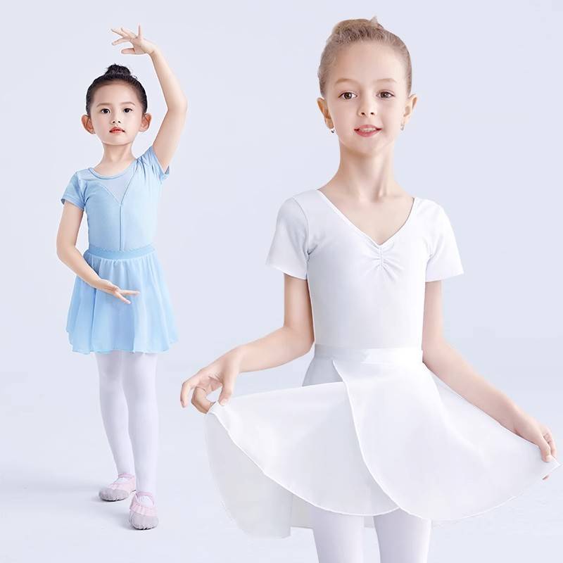 Dance Half -body skirt girl chiffon skirt children's dancing practitioner blue short yarn skirt ballet white small skirt