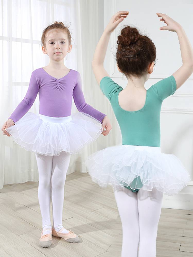 Children's dance service girls summer ballet skirt children Chinese dance body service exercise exercise gymnastics uniform short -sleeved clothes