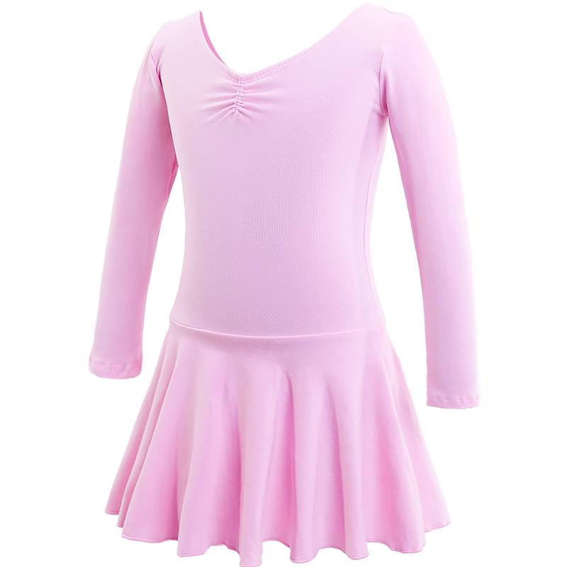 Ballet dance skirt girl -shaped body practice service Chinese dance short -sleeved dance service children dance pink clothes conjoined skirt