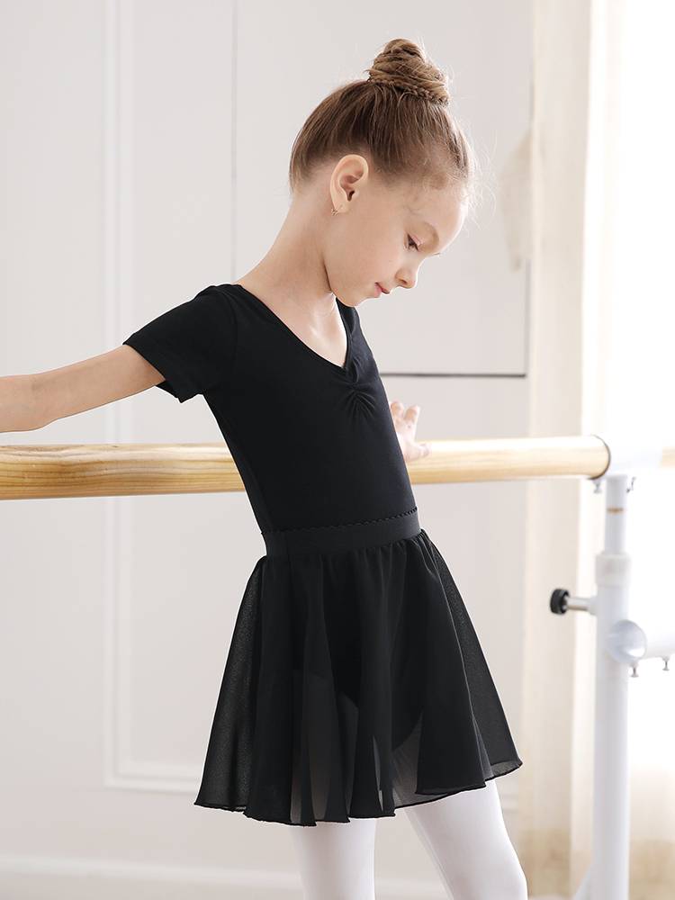 Children's dance service summer short -sleeved girl ballet body exercise uniform Chinese dance dance dance clothes split