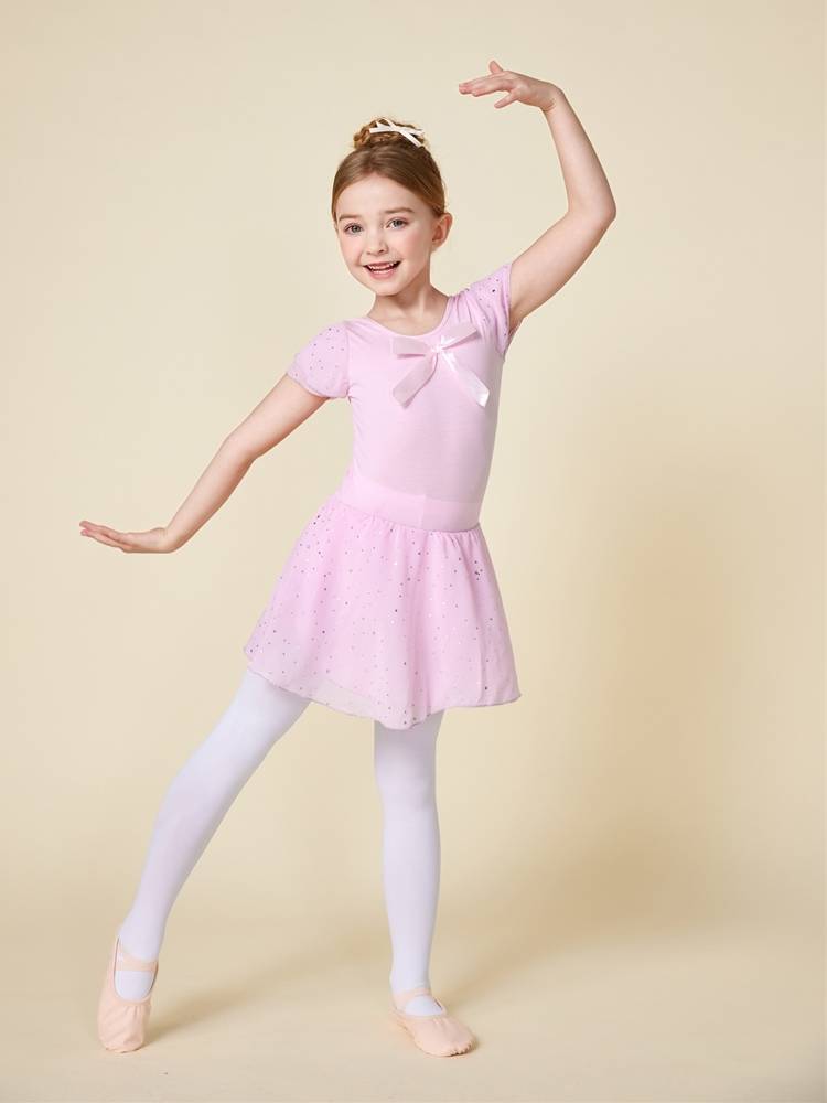 Mazzykids Girls Dance Series Bowbon Diamond Sweet Performance Playing Ballet Pink Clothing Skirt