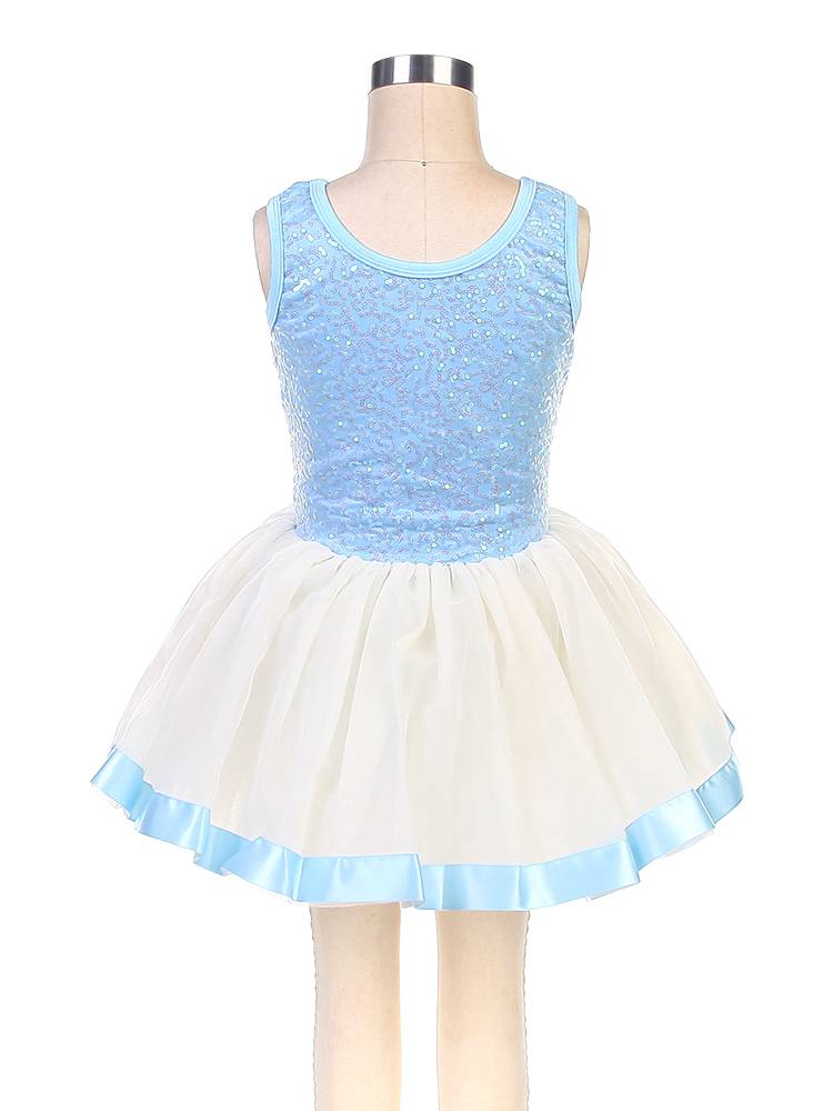 Ballet performance service children's female sky blue professional dance skirt short skirt puff skirt sequins ballet tutu skirt