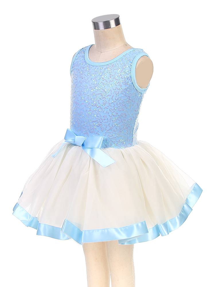 Ballet performance service children's female sky blue professional dance skirt short skirt puff skirt sequins ballet tutu skirt