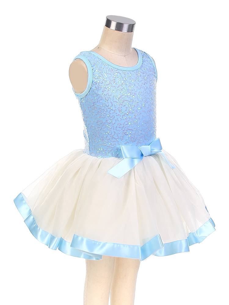 Ballet performance service children's female sky blue professional dance skirt short skirt puff skirt sequins ballet tutu skirt