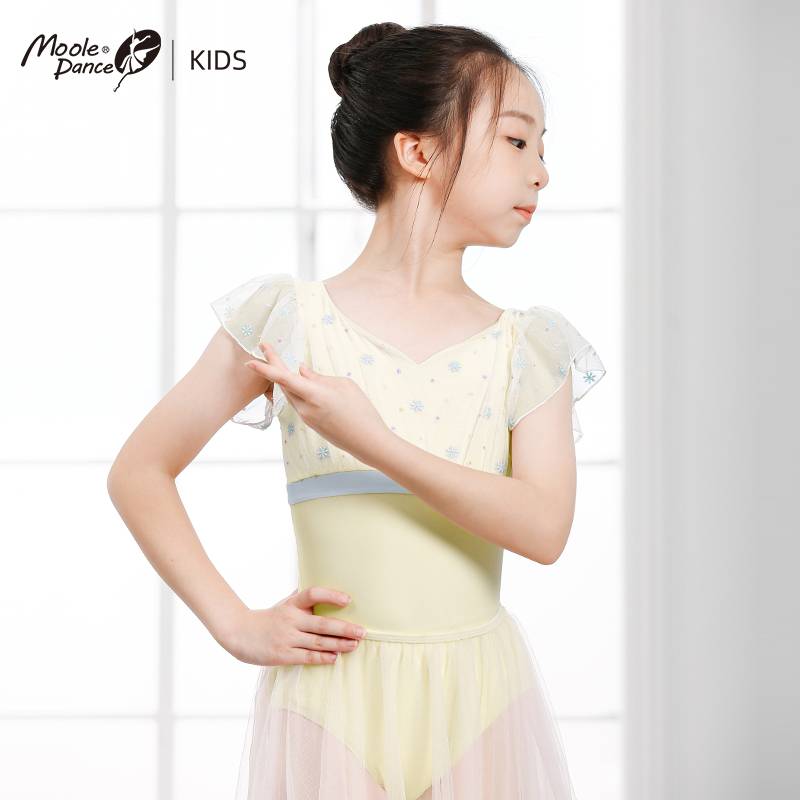 Little Jasmine's new children's ballet exercise, short -sleeved dance service girl dedicated gymnastic body clothes summer