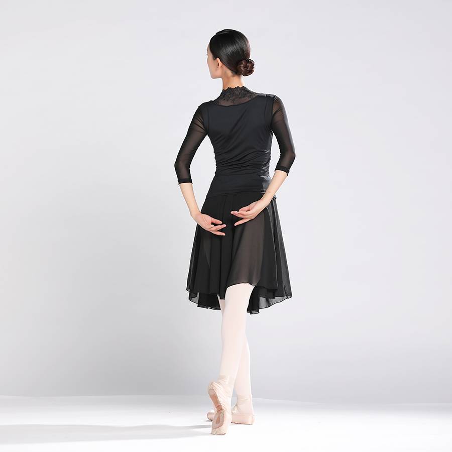 Dan Shigo Promotion Dance Dance Ballet Dance Practice Adult Teacher V -neck Embroidery Laper Seven -point sleeve top