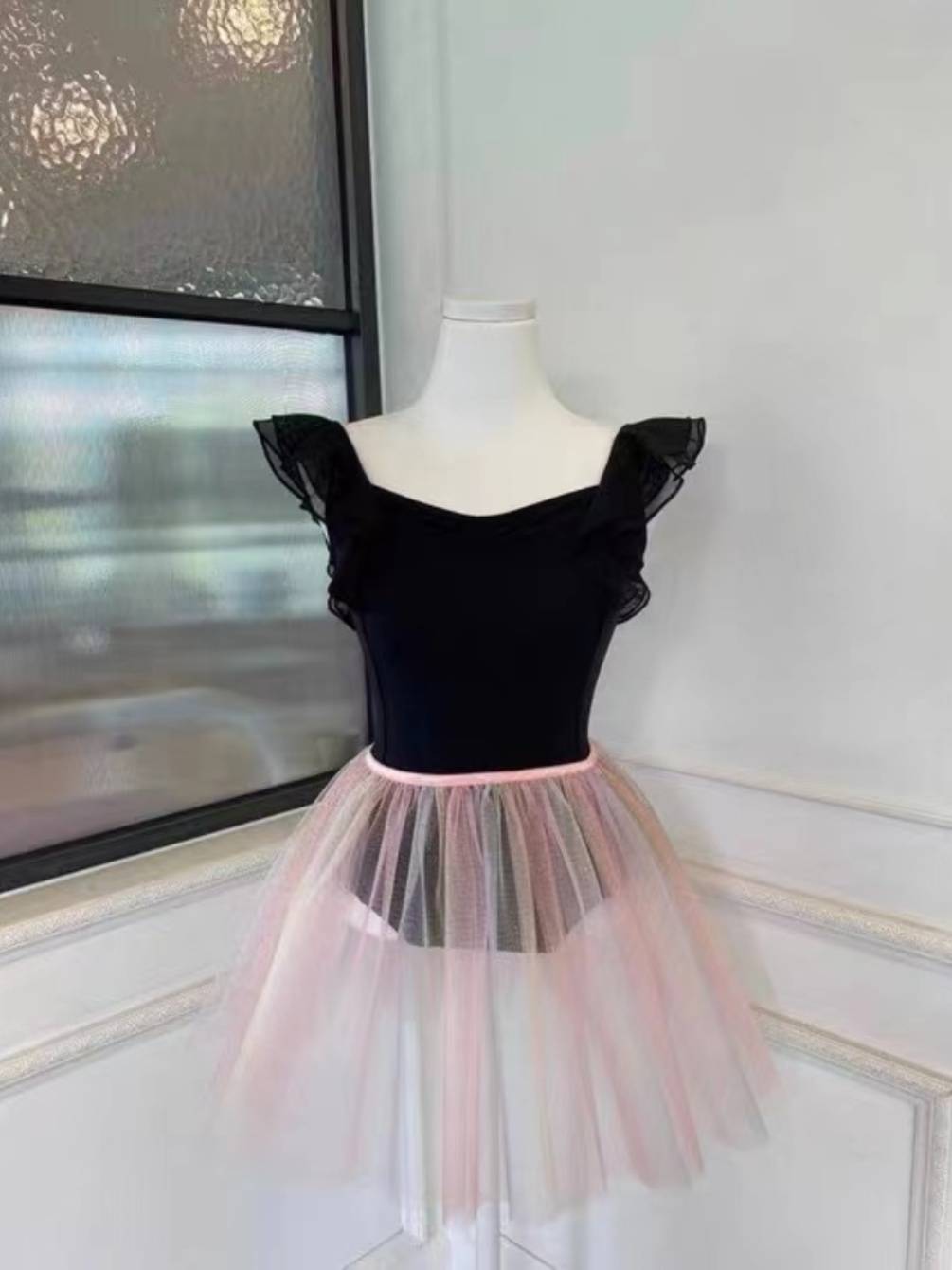 Zhu Di ballet dance exercise conjoined clothing with ruffled edge -shaped sports dance service gymnastics service female adult training uniforms