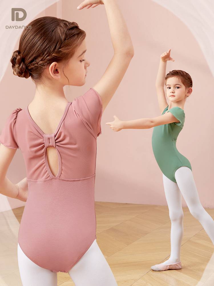 Dance service children's ballet dance exercise short -sleeved summer girl gymnastics uniform black Chinese dance dance performance service