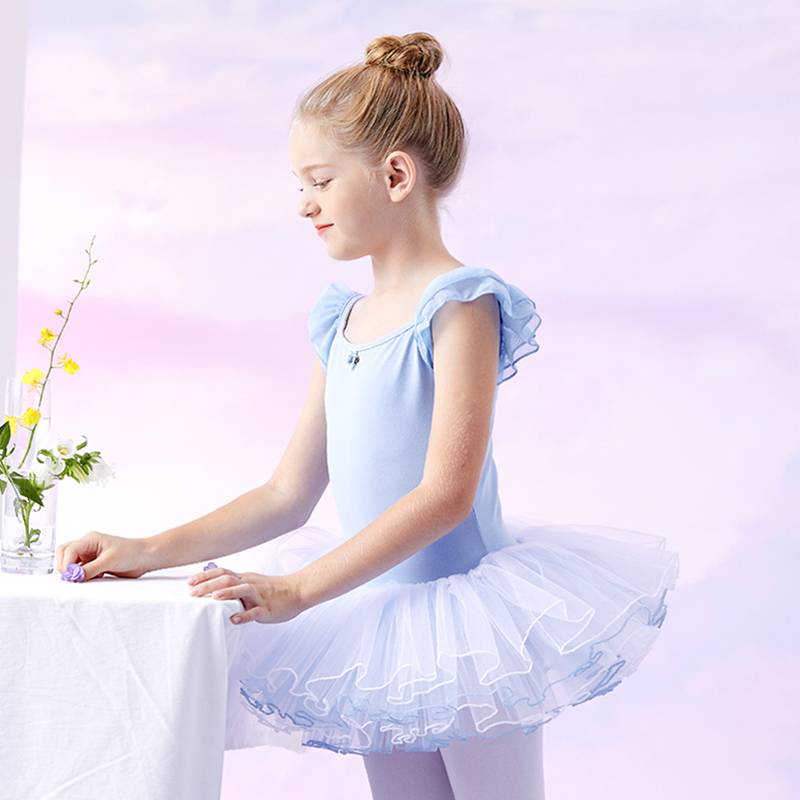 Spot dance service children and girls L summer practitioner children's children and girls short -sleeved ballet skirt dancing clothing China