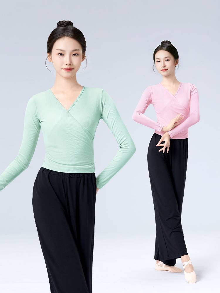 Dance clothing top female autumn and winter ballet exercises long sleeves with Chinese dance jacket adult modern dance clothing