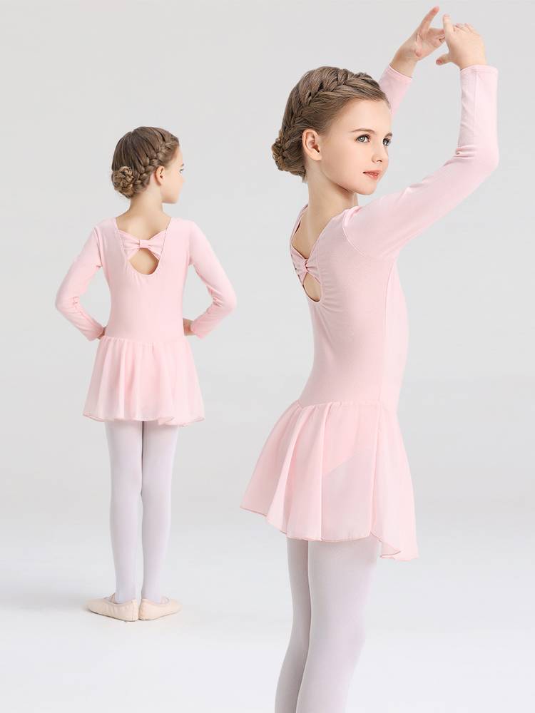 Dance service children's long -sleeved dance conjoined skirt children dance skirt girl Chinese dance ballet skirt practice service