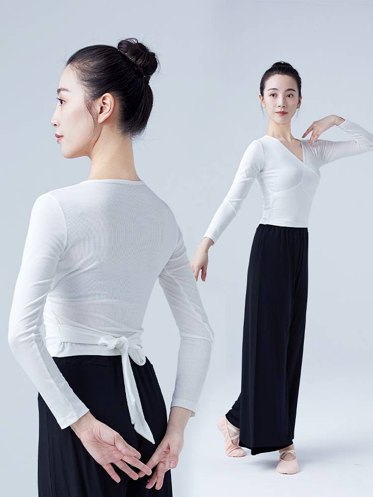 Dance service female autumn and winter knitted jacket long -sleeved top adult ballet exercise body training clothes sweater