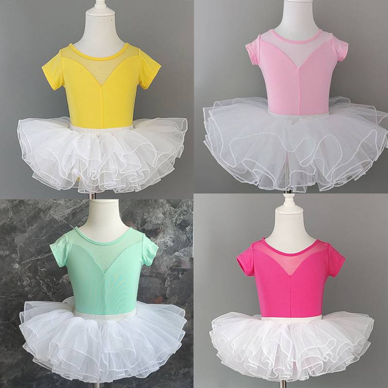 Children's dance service girl practice service summer short -sleeved Chinese dance girl dancing clothes children ballet skirt