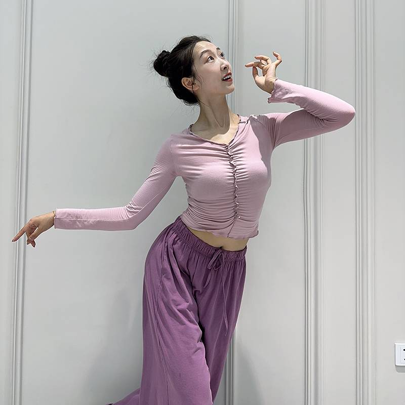 Factory sells V -neck, thin dance service female long -sleeved C classical dance modern dance exercise Chinese dance ballet shape