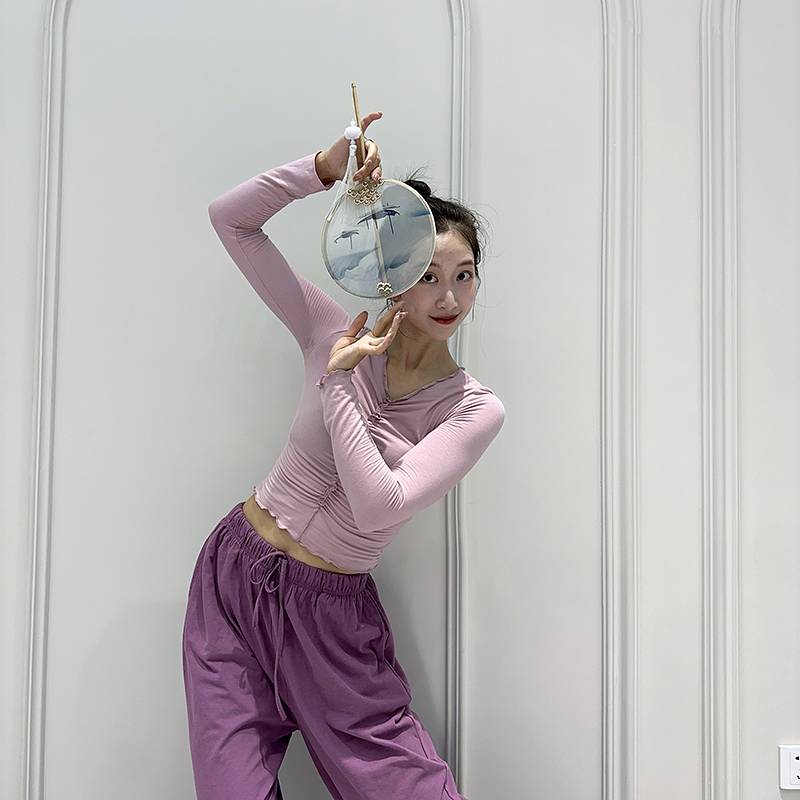 Factory sells V -neck, thin dance service female long -sleeved C classical dance modern dance exercise Chinese dance ballet shape