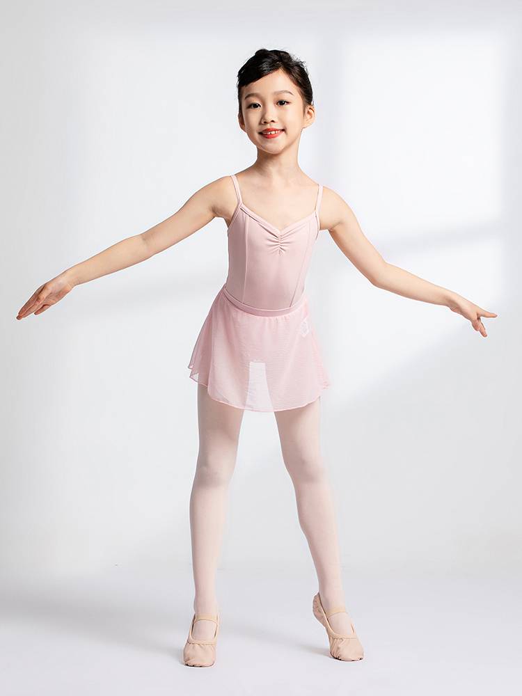 sansha French Sands Children's Ballet Dance Fun Leader Nylon Stranging Dance Series V -neck Open Crotching Uniform