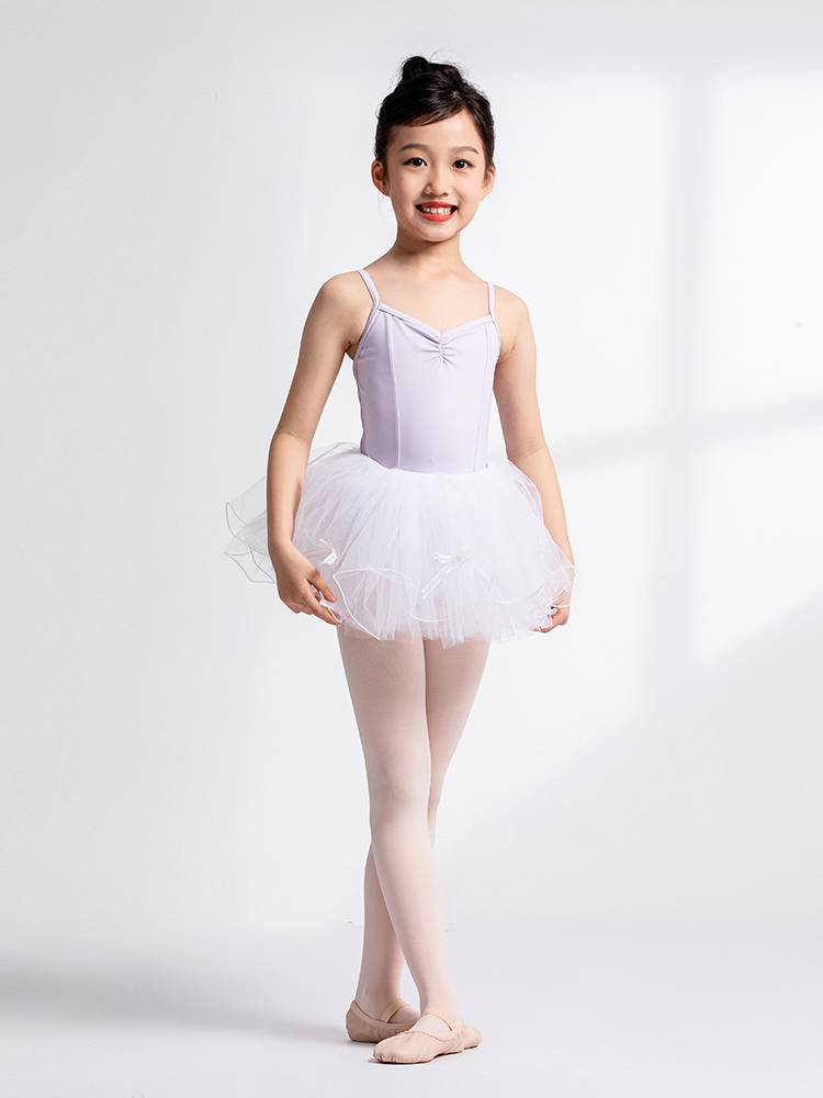 sansha French Sands Children's Ballet Dance Fun Leader Nylon Stranging Dance Series V -neck Open Crotching Uniform