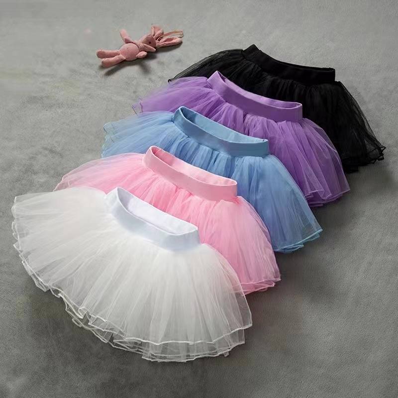 Female young children ballet skirt four layers of puffy yarn skirt Chinese dance body exercise skirt princess gauze skirt