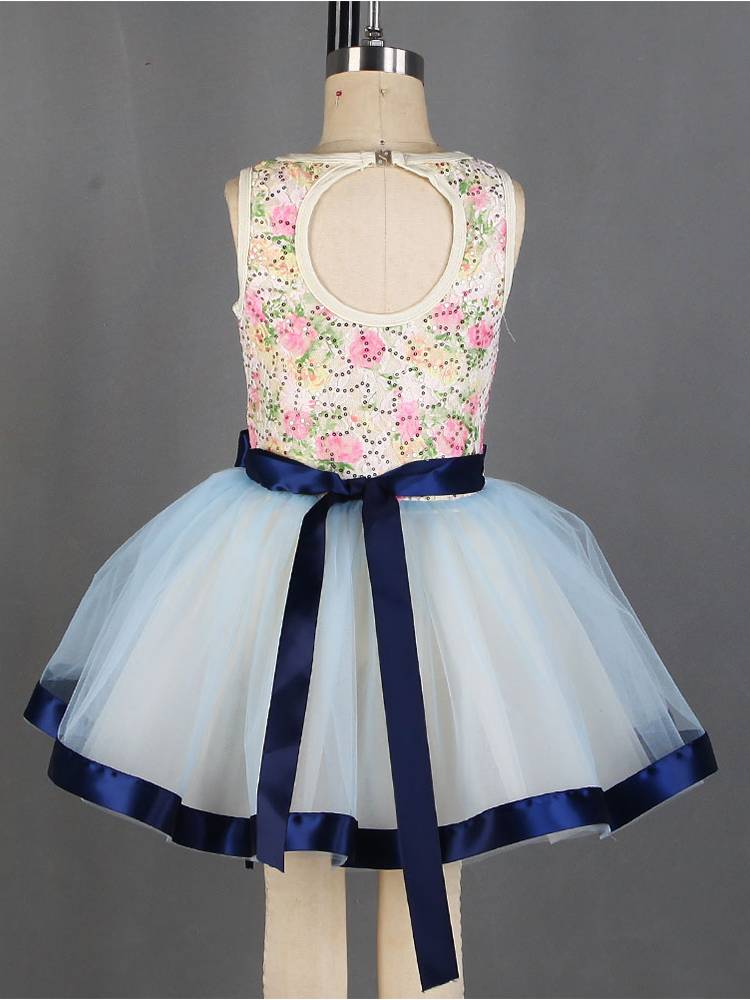 Ballet performance service children's blue professional dance service short skirt competition puffed skirt sequin ballet TUTU skirt