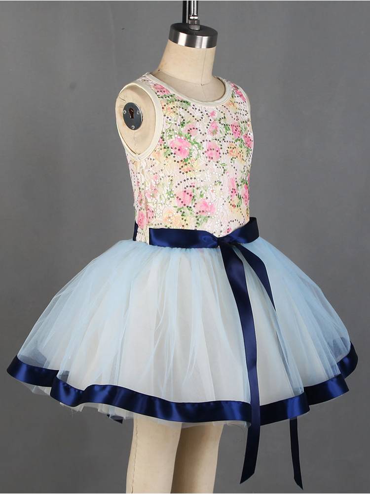 Ballet performance service children's blue professional dance service short skirt competition puffed skirt sequin ballet TUTU skirt