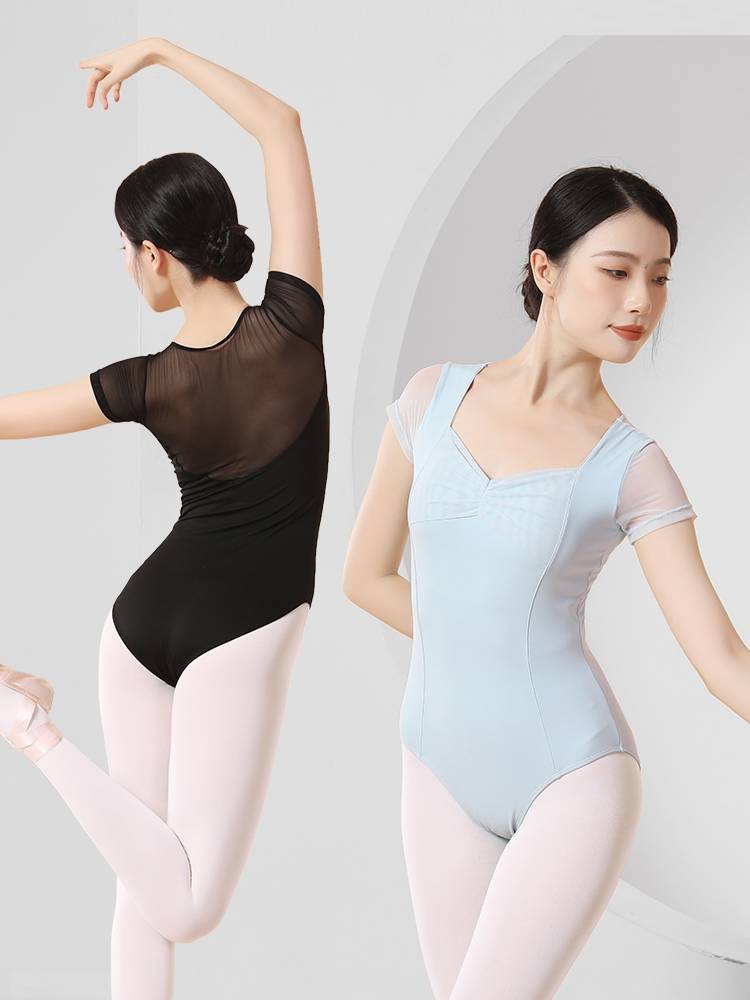 The new dance service adult ballet dance exercise square leads short -sleeved gymnastics uniform women's clothing Chinese dance connection