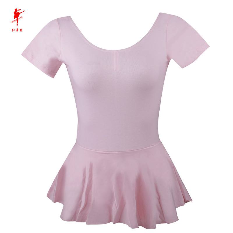 Dance clothing female summer ballet dance exercise suit adult body clothes connecting pink short -sleeved gymnastics uniform 5810