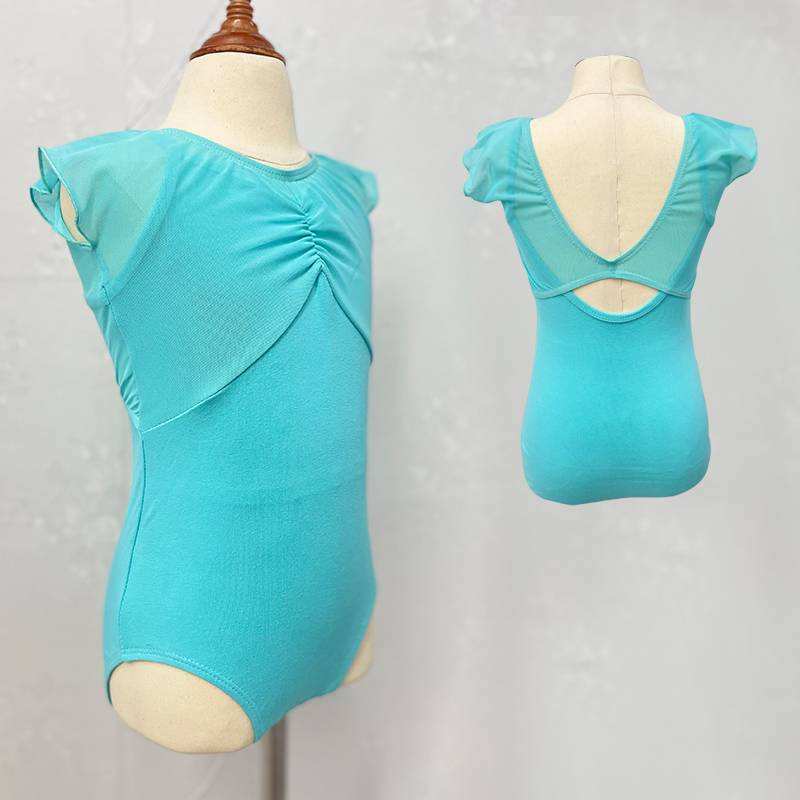 Aidan Shi Children's Dance Practice Service Female short -sleeved suspender open crotch connecting net gauze children's dance clothing gymnastics uniforms