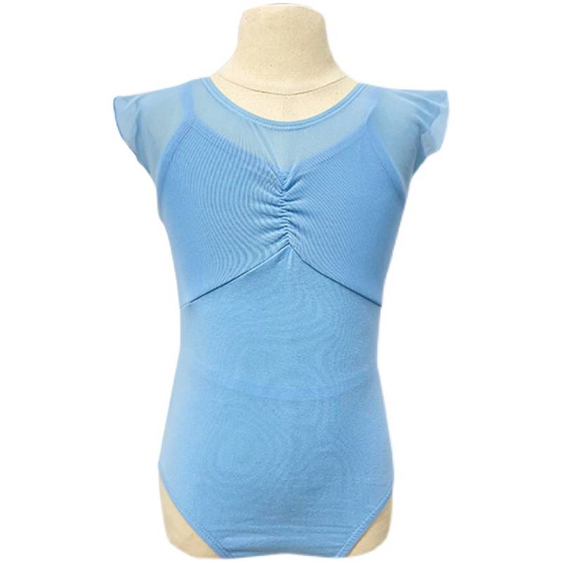 Aidan Shi Children's Dance Practice Service Female short -sleeved suspender open crotch connecting net gauze children's dance clothing gymnastics uniforms