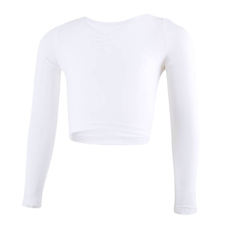 Children's ballet top female dance service training kung fu, drawing rope coat, long -sleeved white girl air conditioner outside the air conditioner
