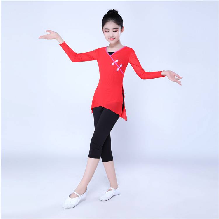 The new practice suit dance dance dance dance gauze, the elastic net shirt, play children's dance service female ballet practice