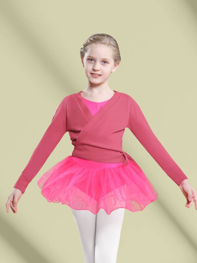 Ballet dance exercise children's autumn and winter long -sleeved girl dance sweater Chinese black dancing special children
