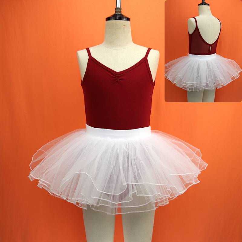Dance clothes children's suspender summer girls practice gauze skirt split ballet performance clothing jujube red black model