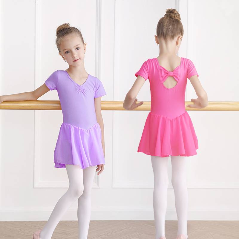 Spot children's dance clothing gymnastics clothes practice service long -sleeved ballet skirt body clothes female pull wad dance skirt jump