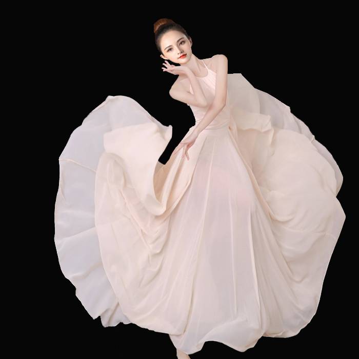 Classical dance clothing big skirt children's half -body long skirt exercise, elegant modern ballet Xinjiang dance performance service