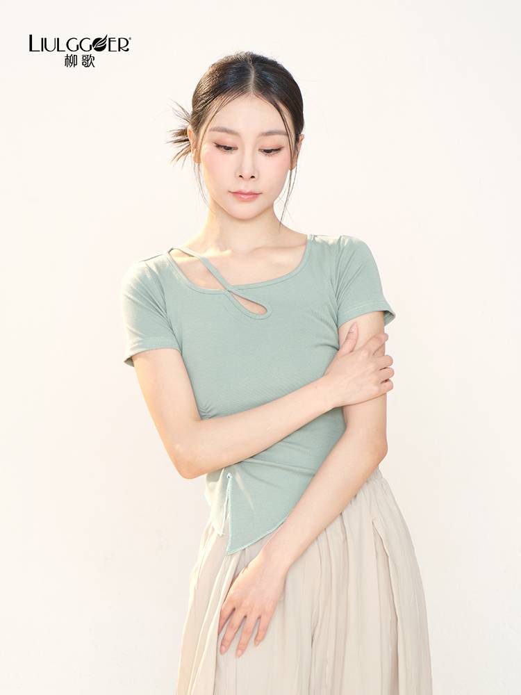 Liu Ge Modern Dance Repair Shin Short Sleeve Top Gaunting Chinese Classical Dance Dance Server adult shape service female