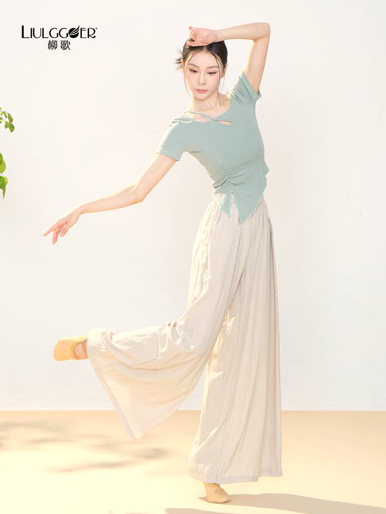Liu Ge Modern Dance Repair Shin Short Sleeve Top Gaunting Chinese Classical Dance Dance Server adult shape service female